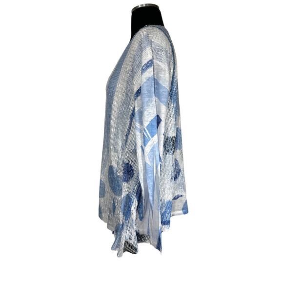 Jess & Jane Windmill Boucle Mesh Tunic Top with Burn-Out Lining Blue Sz 2X Artsy - Picture 5 of 11